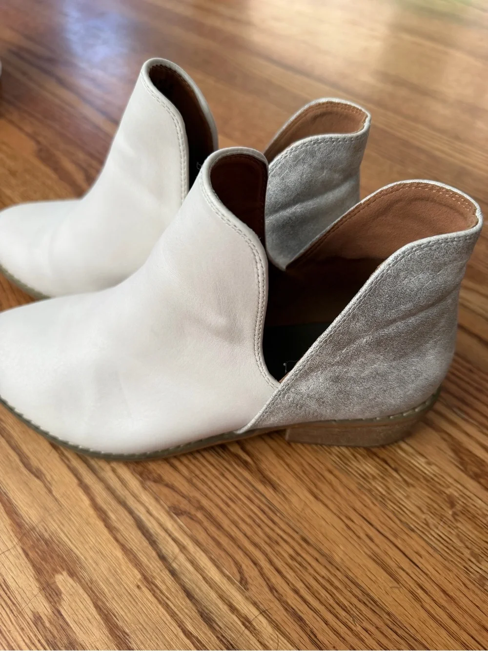 Women’s White and Silver Cutout Ankle Booties - Modern Slip-On Style